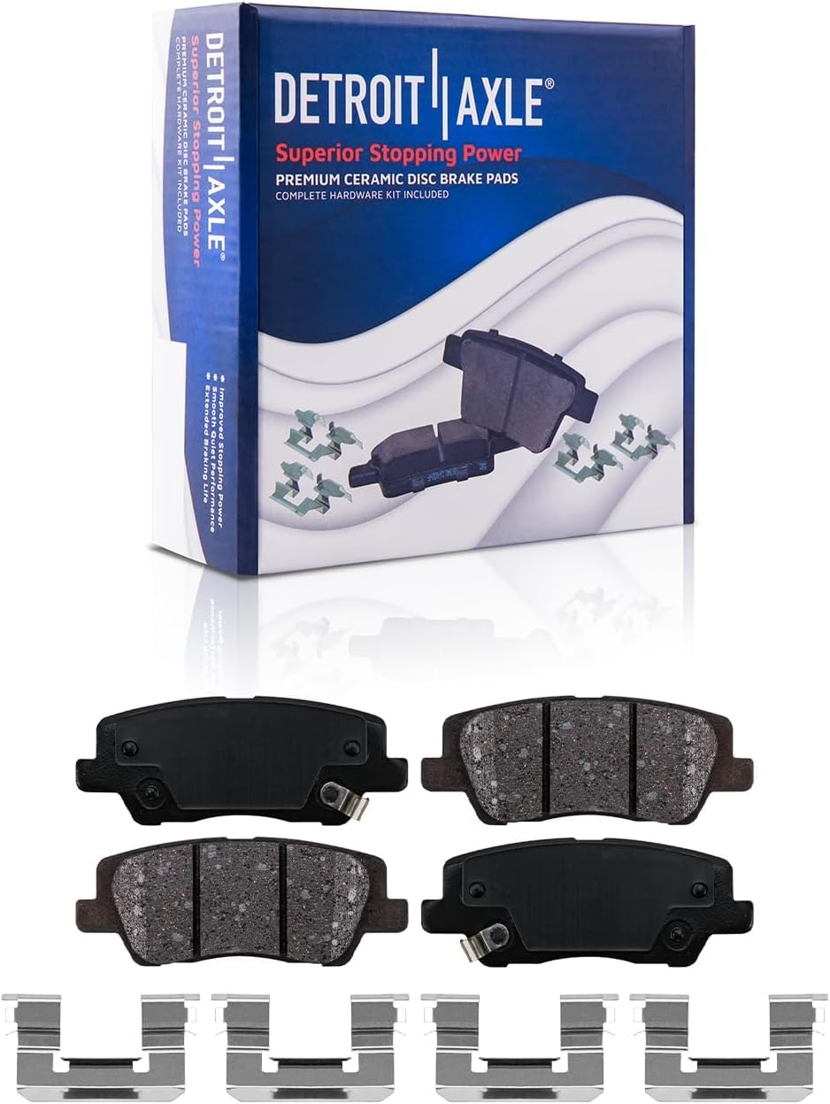Detroit Axle - 8pc Brake Kit for 2015-2019 Cadillac ATS, 12.64' inch Front and 12.40' inch Rear Disc Brake Rotors Ceramic Brakes Pads with Hardware 2016 2017 2018 Replacement