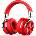 ANC Active Noise Cancelling Wireless Bluetooth Over-Ear Headphones with Mic Hi-Fi Stereo Deep Bass Foldable On-Ear Headsets, 30H Playtime, for Sports/TV/Work,Red