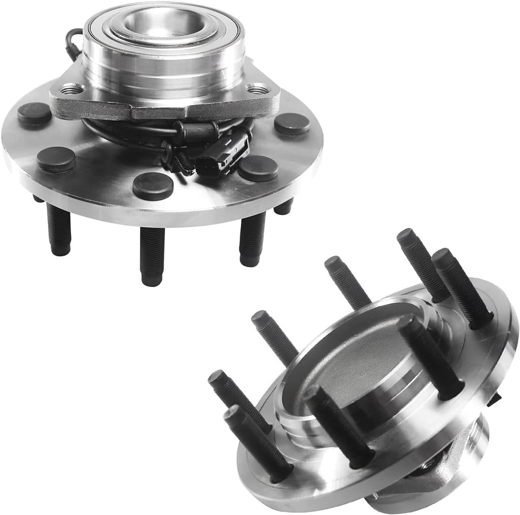 Detroit Axle - RWD Front Disc Brake Rotors Ceramic Brake Pads Wheel Bearing Hubs Replacement for 2006-2008 Dodge Ram 1500 2500 3500 4.7L 5.7L