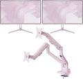 Pixio Two PXC248WAVE Pink 24 inch 200Hz Refresh Rate FHD 1080p Resolution 1500R Curve Fast VA Panel 1ms GTG Response Time HDR Curved Gaming Monitor and PS1D Wave Pink Dual Monitor Arm - Fits up to 32