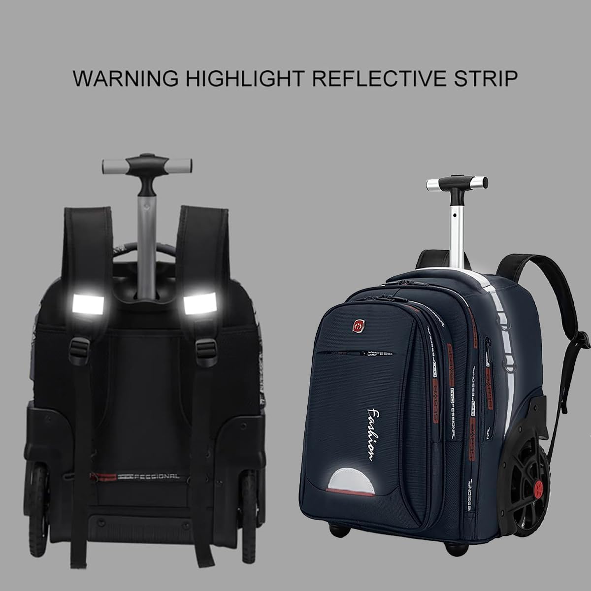 Rolling Backpack for Adults, 22 Inch Backpack with Wheels for Business, College Student and Travel Commuter, Waterproof Wheeled Backpack (blue)