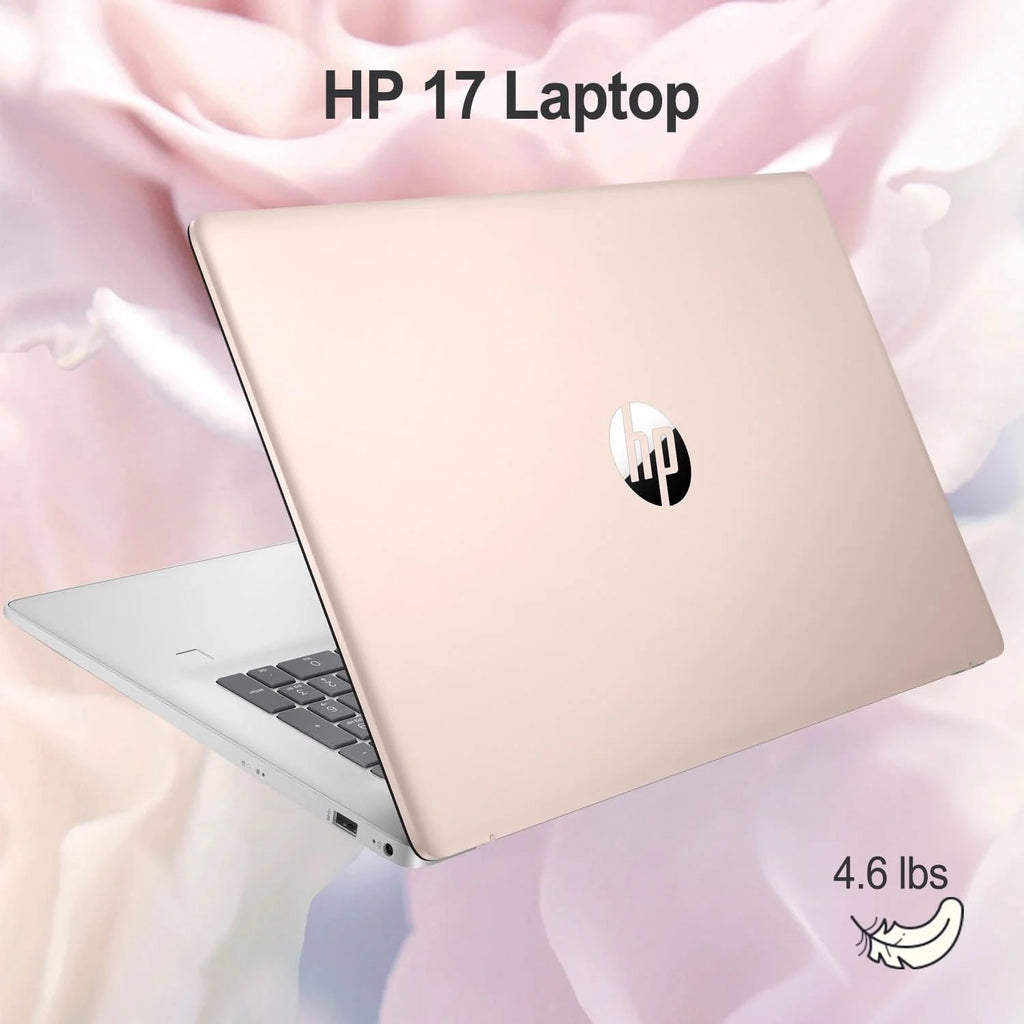 HP 17.3' HD Business Laptop Computer, AMD Ryzen 3 5300U Quad-core Processor 2.6GHz (Up to 3.8GHz), 16GB RAM, 1TB SSD, Backlit Keyboard, USB-C, Wi-Fi, Bluetooth, Touchscreen, Webcam, Rose Gold, Win 11