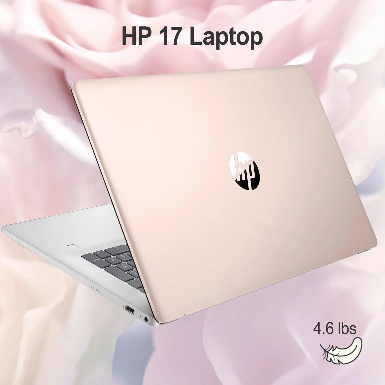 HP 17.3' HD Business Laptop Computer, AMD Ryzen 3 5300U Quad-core Processor 2.6GHz (Up to 3.8GHz), 16GB RAM, 1TB SSD, Backlit Keyboard, USB-C, Wi-Fi, Bluetooth, Touchscreen, Webcam, Rose Gold, Win 11
