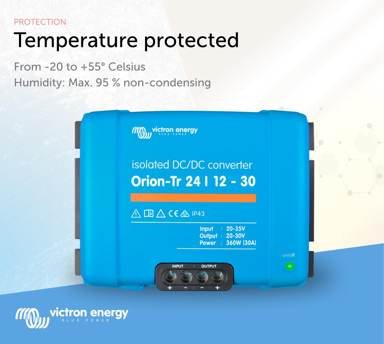 Victron Energy Orion-Tr DC to DC Converter - 24/12-Volt 30 amp 360-Watt - IP43 Protected - for Dual Battery Systems - Isolated