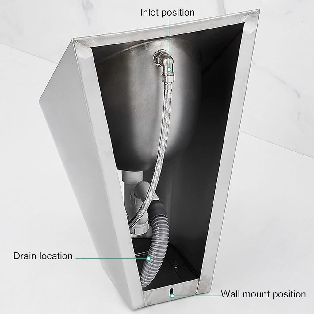 304 Stainless Steel Urinal, Wall Mounted Men's Bathroom Urinal, Commercial Men's Adult Urinal Bathroom Toilet,for Bathrooms, Hotels, Shopping,Gold,Silver