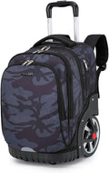 Rolling Backpack, 55L (14.5gal) Backpack with Wheels for Business, Waterproof Backpacks with Dual Handles and Silent Large Wheels, Carry on Backpack with Laptop Compartment (Black,22 inch)