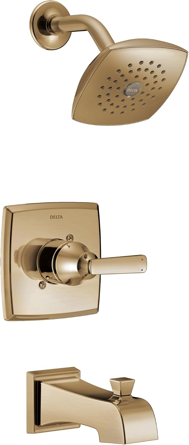 Delta Ashlyn 14 Series Bathtub and Shower Faucet Set, Brushed Gold Shower Head and Handle Set, Valve Trim Kit, Stainless T14464-CZ (Valve Not Included)