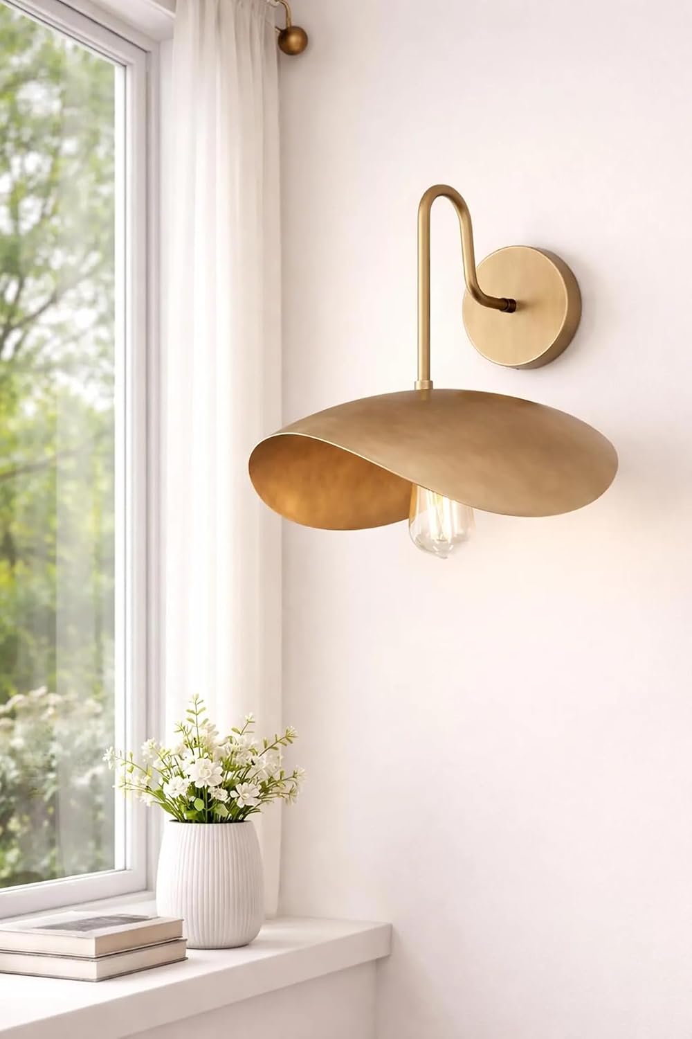 Modern Brass Wall Sconce Minimalist Gold Wall Light, Mid Century Metal Wall Lamp for Bedroom, Living Room, Hallway, Bathroom Vanity, Hardwired Indoor Decorative Lighting Fixture (Antique Black)