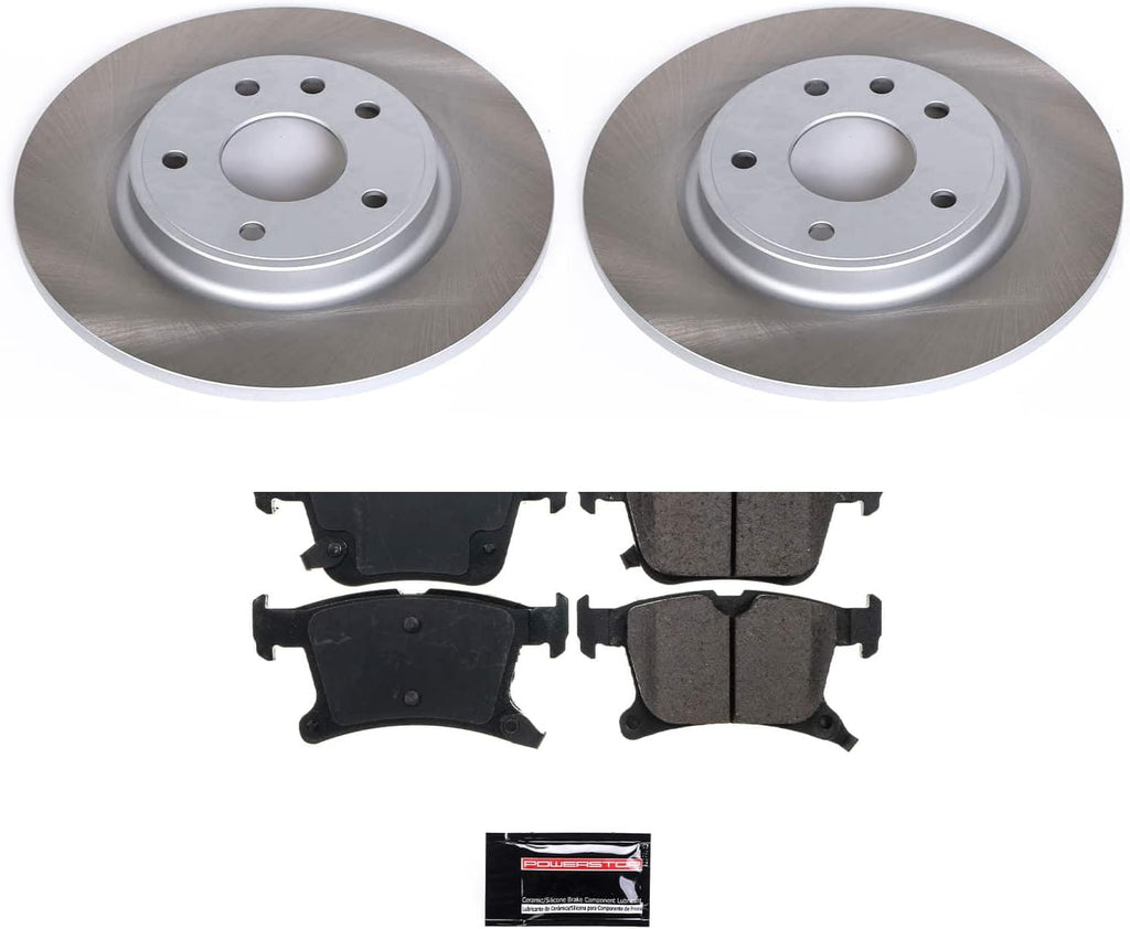 PowerStop Rear Brake Kit for Chrysler Pacifica 2017-24 | Chrysler Voyager 2020-24 - Ceramic Brake Pads + Semi Coated Rotors Replacement, SC7845