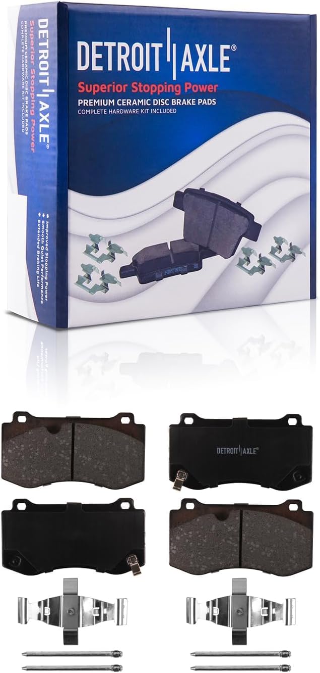 Detroit Axle - 8pc Brake Kit for Dodge Charger Challenger Magnum Chrysler 300, Disc Brake Rotors Ceramic Brakes Pads with Hardware Replacement : 14.17' inch Front and 13.78' inch Rear Rotor