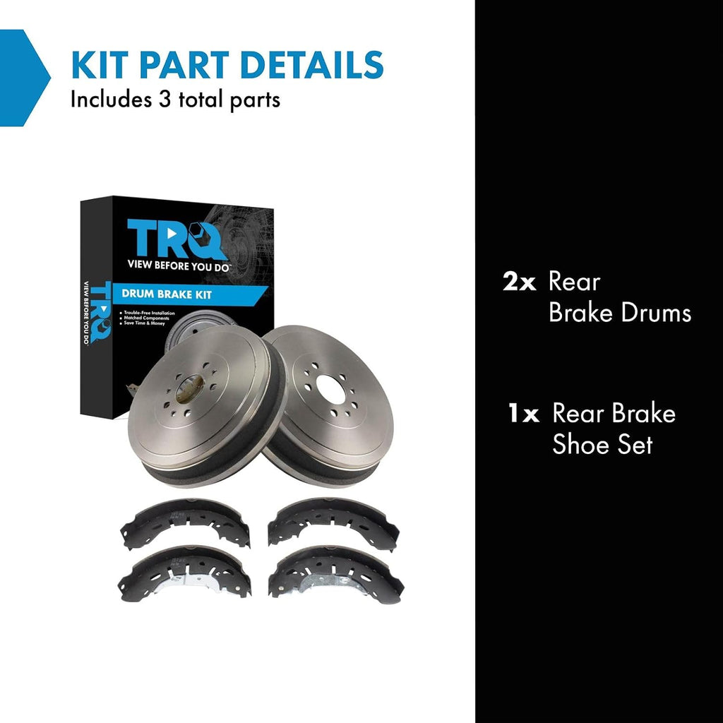 TRQ Rear Brake Shoe & Drum Kit Compatible with 2015-2021 Ram ProMaster City