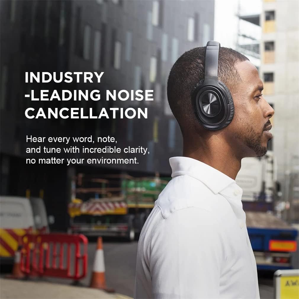 ANC Active Noise Cancelling Headphones Bluetooth 5.0 Wireless Over-Ear Foldable Headsets with Mic, Aptx Low Latency, Hi-Fi Stereo Deep Bass, for Sports/TV/Work,Black