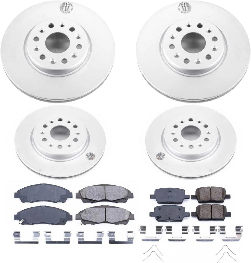 PowerStop Front and Rear Brake Kit for Buick Enclave 2018-20 |Chevrolet Blazer 2019-20 |Traverse 2018-20 - Fully-Coated Disc Rotors with Z17 Ceramic Brake Pads Replacement, CRK7410