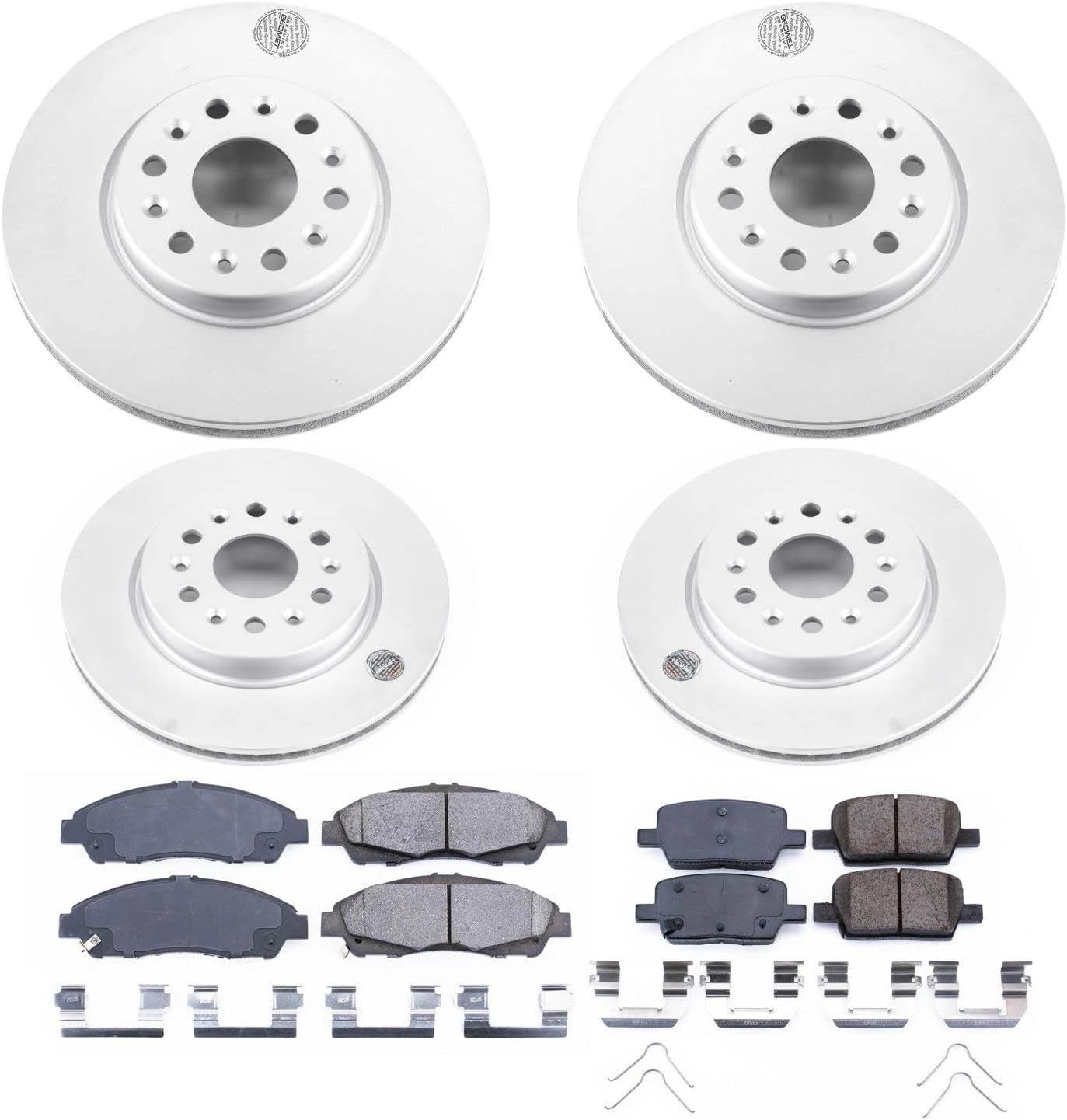 PowerStop Front and Rear Brake Kit for Buick Enclave 2018-20 |Chevrolet Blazer 2019-20 |Traverse 2018-20 - Fully-Coated Disc Rotors with Z17 Ceramic Brake Pads Replacement, CRK7410