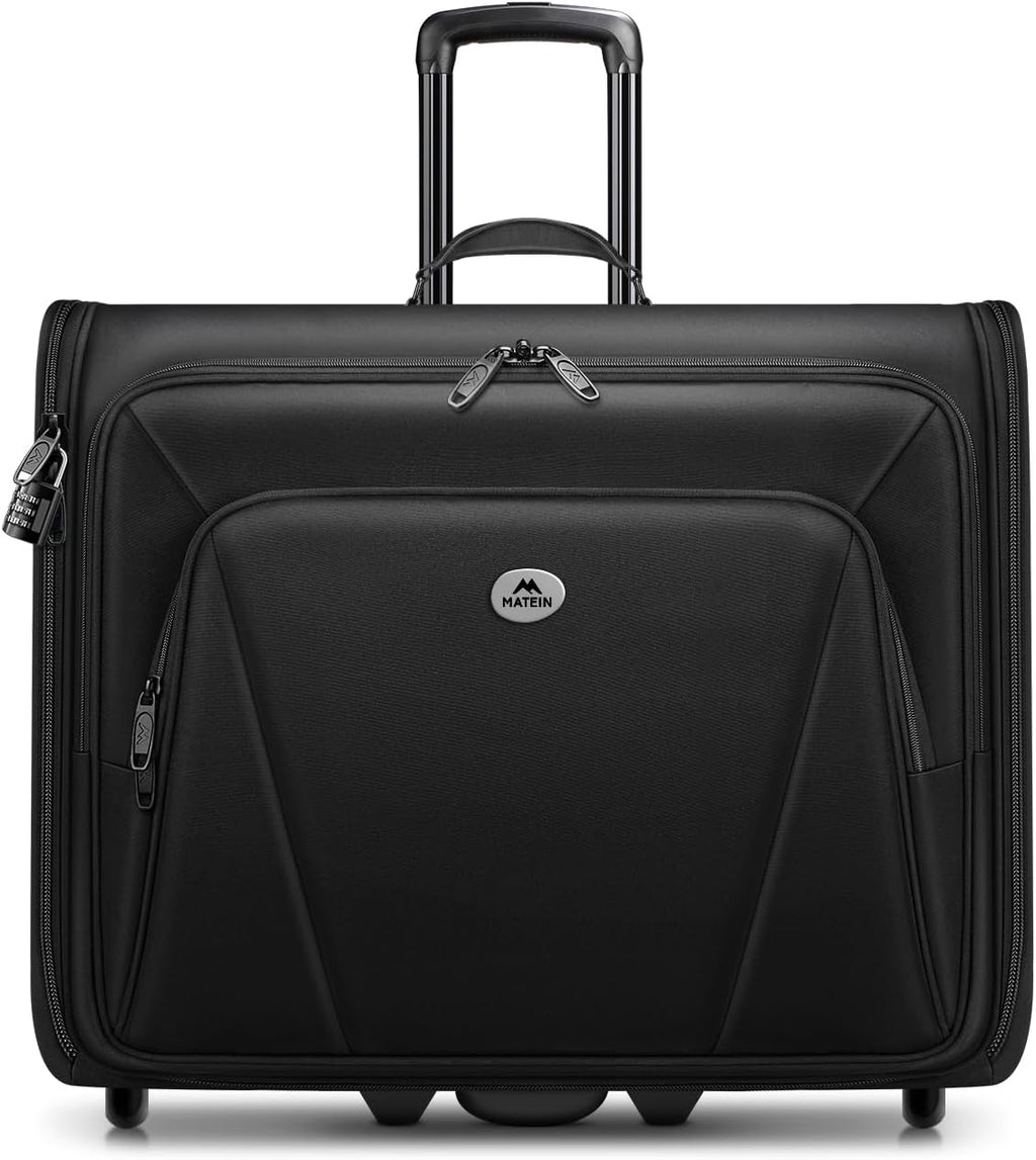 MATEIN Rolling Garment Bag with 2 Packing Cubes, Large Check-in Travel Garment Bags with 17.3 Inch Laptop Compartment, Wrinkle Free Wheeled Business Softside Suitcase Luggage for Men and Women, Black