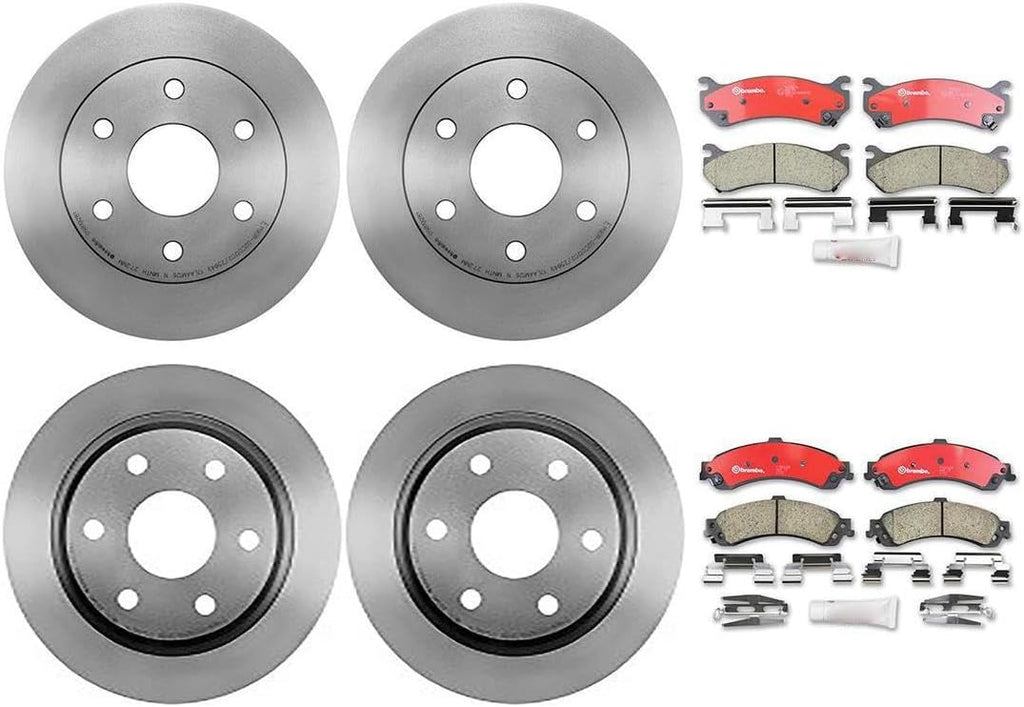 8Pcs Brakes Kit Front Rear Disc Brake Rotors Brakes Pads for Chevrolet Avalanche 1500 2002-2006 for Chevy Avalanche 1500 2002-2006 for Chevrolet Silverado 1500 2004-2004
