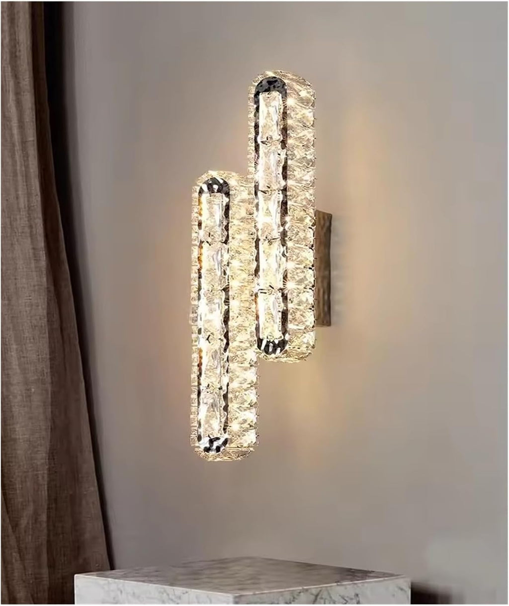 Gold/Silver Wall Lamp Crystals Strip Interior Wall Light for Living Room Background Bedside Corridor Decoration,Bathroom