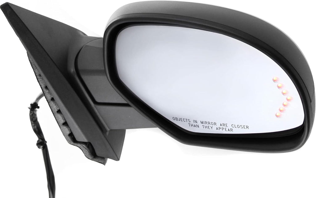 Kool Vue Right Power Heated Mirror for Chevrolet Silverado 1500 GMC Sierra 1500 2007-2013 Power Fold With Signal Light & Puddle Lamp; Without Blind Spot Monitor, Memory & Auto-Dim with 2 Caps New Body
