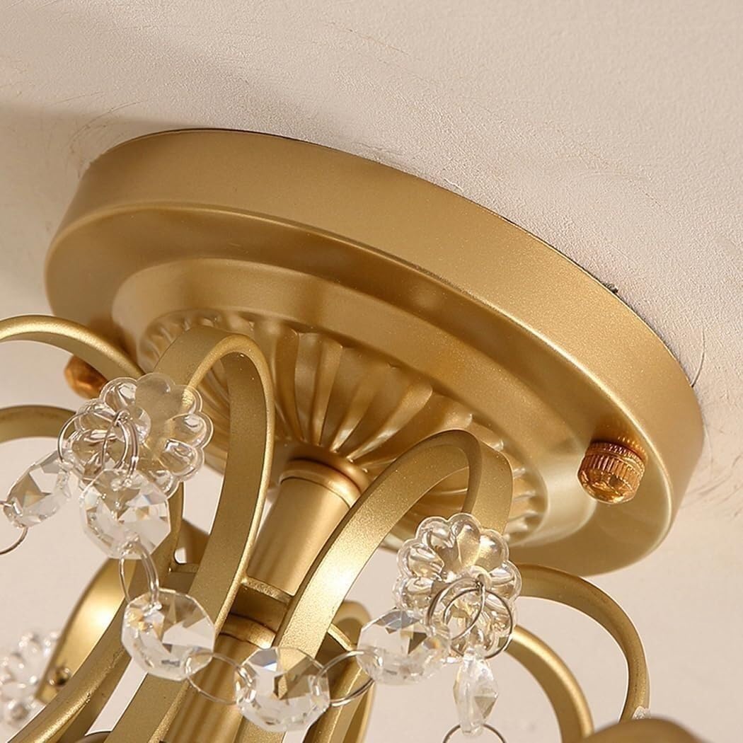 LNPTAL Modern Gold Crystal Chandelier, 3-Light Luxury Ceiling Light Fixture, Mid-Century Elegant Hanging Lamp for Bathroom, Hallway, Kitchen Island, Bedroom