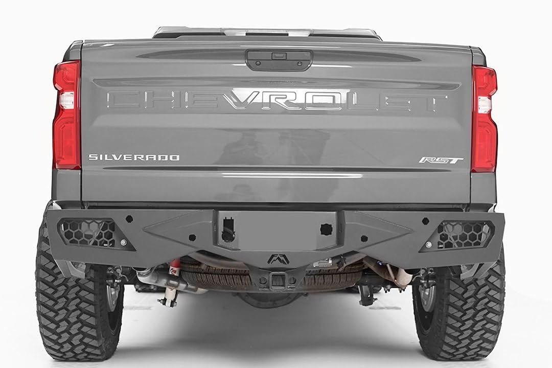 Bumper | Vengeance Rear | Four 3x3 Dually Lights Or Two 6 Inch Light Bars | OEM Receiver Hitch - Blind Spot Monitor Mount