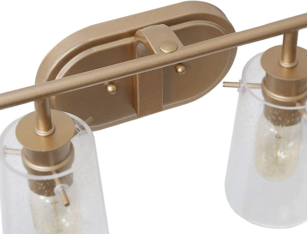 KSANA Vanity Lights, Bathroom Fixtures Over Mirror in Antique Brass Metal Finish with Clear Bubbled Glass Shades, Mid-Century Wall Sconce for Dressing Rooms
