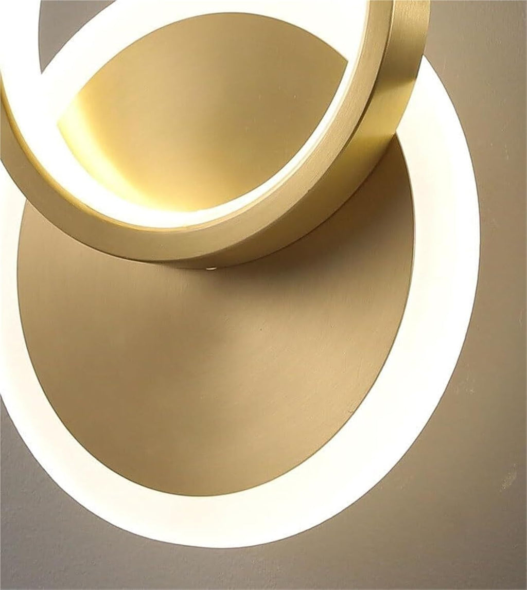Modern Brass Wall Sconce Dimmable 3 Color Temperature LED Gold Vertical Up Down Wall Light Fixture Luxury Clear Glass Indoor Lighting for Hallway Bathroom Vanity(Round)
