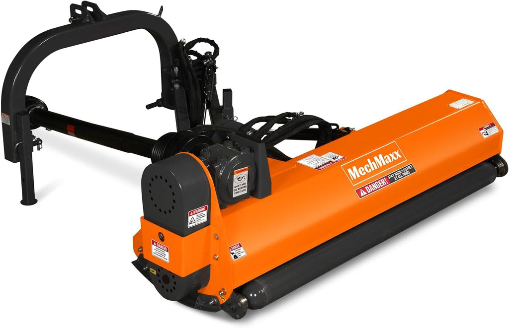 MechMaxx 65' Inch PTO Drive 3 Point Hitch Offset Flail Ditch Bank Mower for 30-60HP CAT 1 Tractor, 85'' Offset Distance,60°/90° Rotation Angle, 28 Hammers, Model VAM65