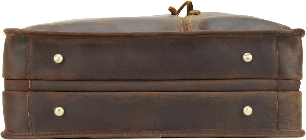 Polare 18.5' Full Grain Leather Laptop Briefcase Messenger Bag Tote For Men Large Fits 17.3' Laptop