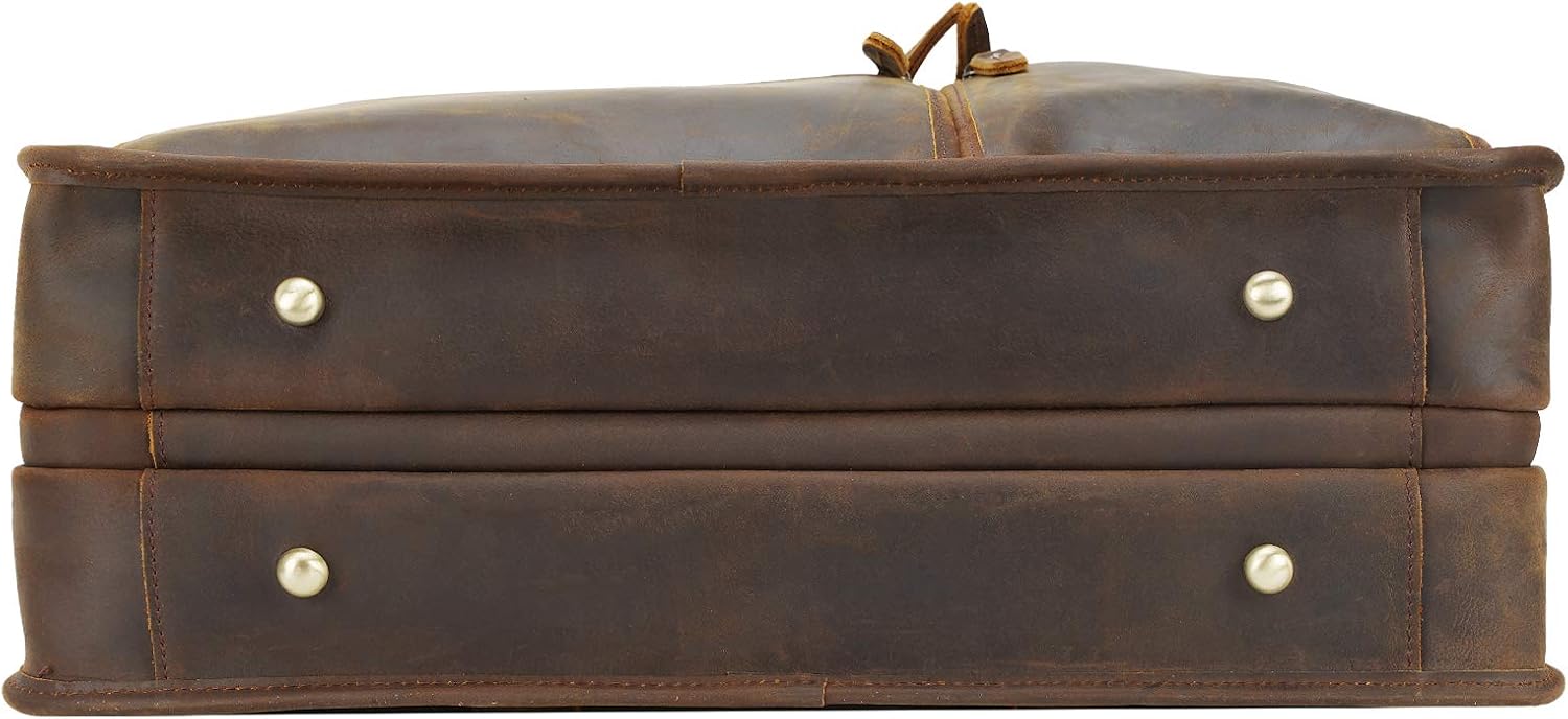 Polare 18.5' Full Grain Leather Laptop Briefcase Messenger Bag Tote For Men Large Fits 17.3' Laptop