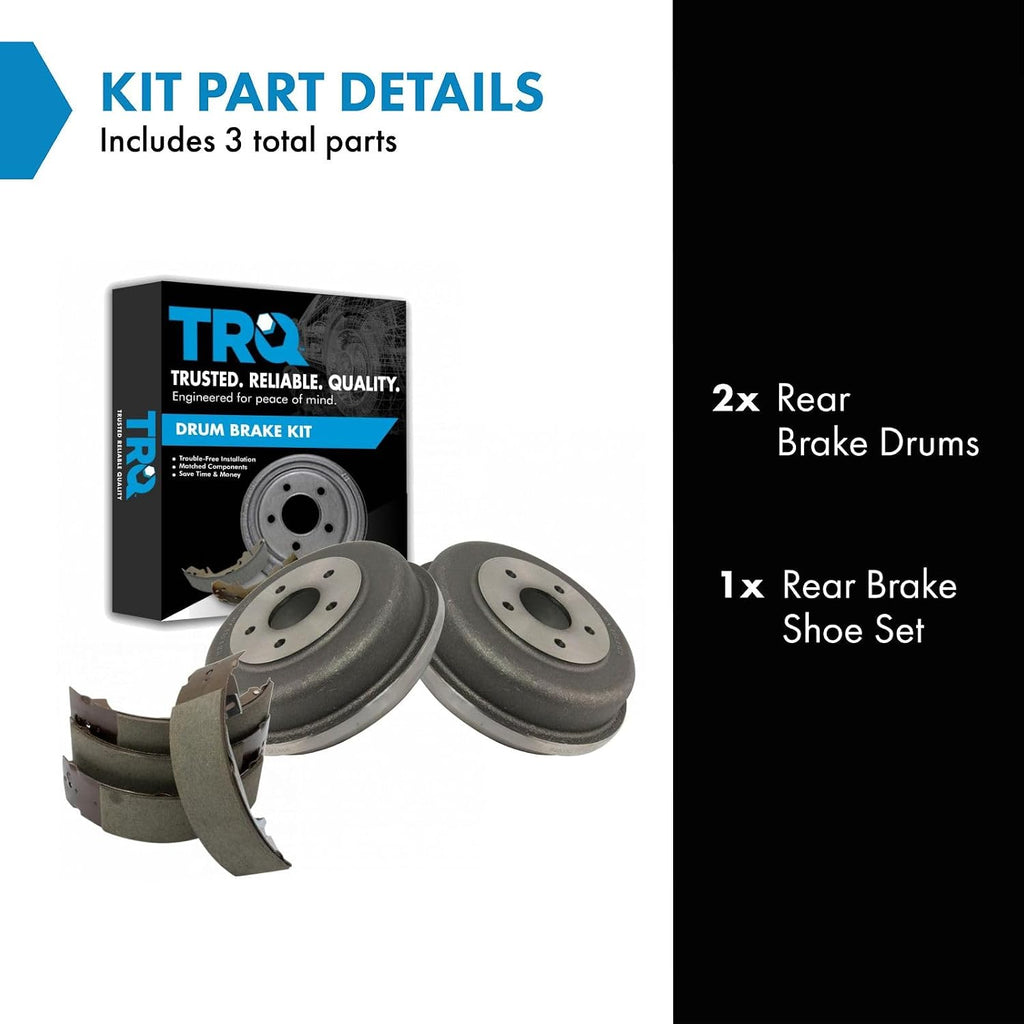 TRQ Rear Brake Shoe and Drum Kit for Ford | for 2010-2013 Ford Transit Connect