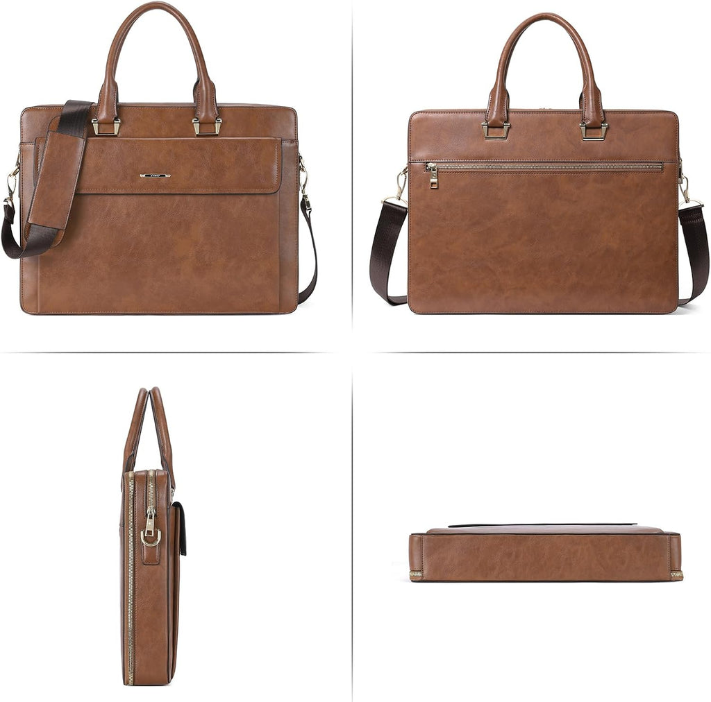 CLUCI Briefcase for Women Oil Wax Leather Business 15.6 Inch Laptop Handbag Vintage Slim Large Shoulder Work Bag | Oil Wax Leather, Business, 15.6 Inch, Laptop, Vintage, Slim