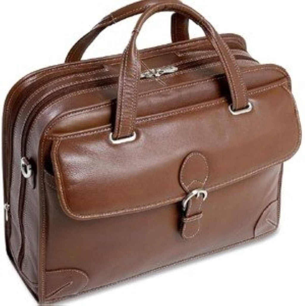 Siamod, VERNAZZA, CARUGETTO, Napa Cashmere Leather, 15' Leather Patented Detachable -Wheeled Laptop Briefcase, Cognac (45294), 18 L x 8 75 W x 14 5 H