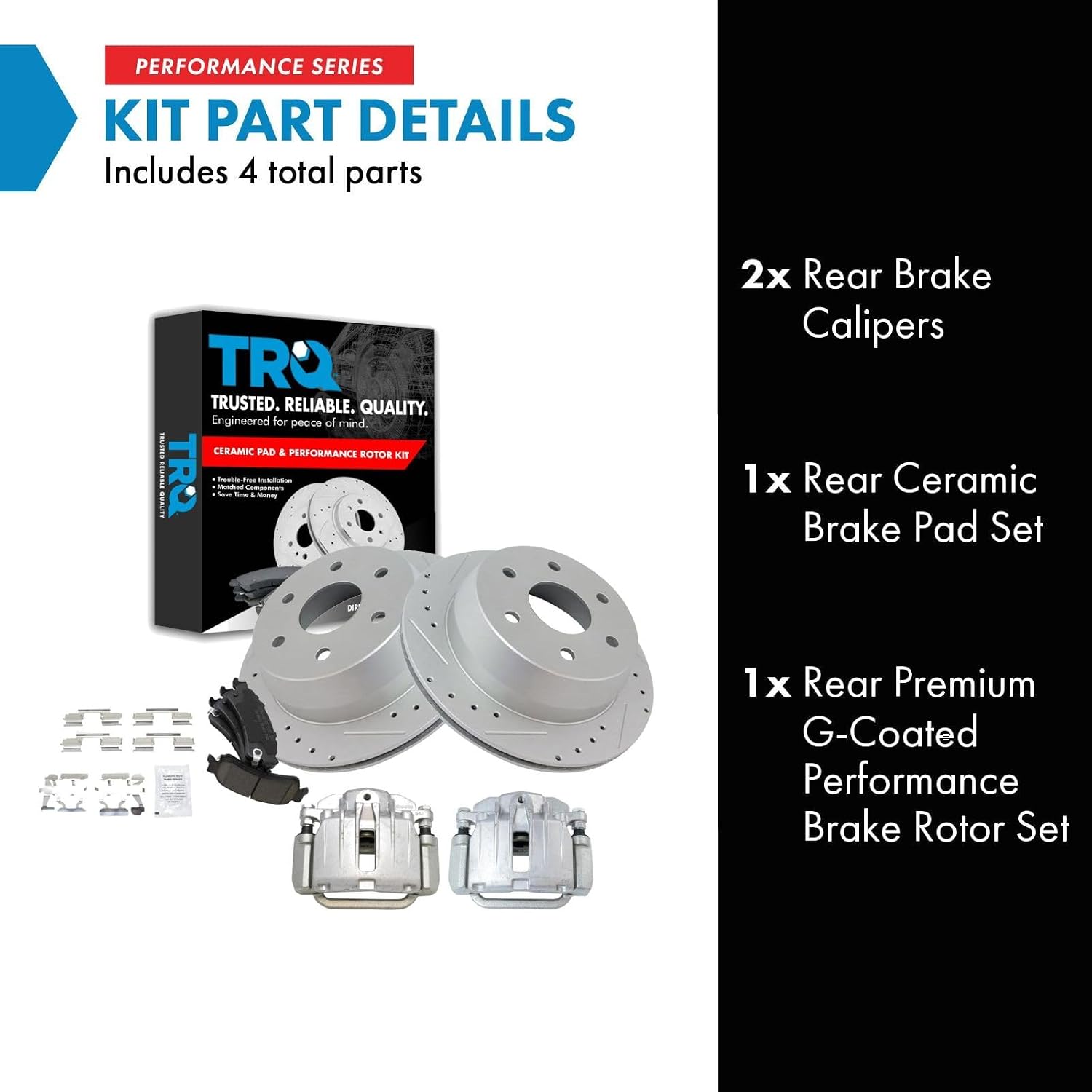 TRQ Performance Rear Brake Pad & Rotor Kit Ceramic Premium G-Coated Slotted X Drilled Compatible with 2003-2006 Chevrolet Silverado 1500 2007 Silverado 1500 Classic GMC Sierra 1500 Sierra 1500 Classic