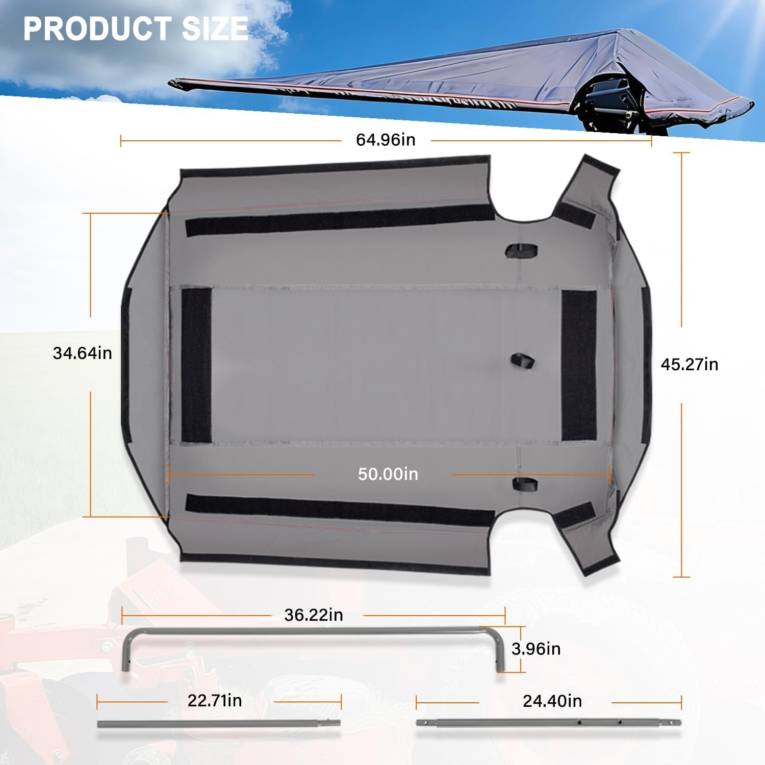 Bonbo Riding Mower Sun Shade Sun Canopy Fits for Husqvarna Zero Turn Mowers and Lawn Tractors with ROPS Bars