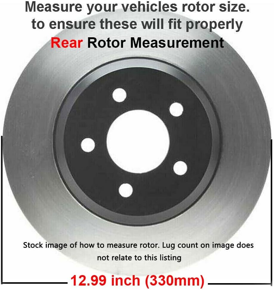 Detroit Axle - Brake Kit for 2012-2019 Ford Flex, 2011-2019 Explorer Taurus, 2011-2012 Lincoln MKS, Drilled Slotted Disc Brake Rotors Ceramic Brakes Pads: 12.80' inch Front and 12.99' Inch Rear Rotor