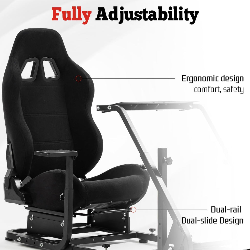 Marada Racing Simulator Cockpit with Comfort Gaming Seat Mountable Monitor Stand Fit for Logitech G25 G27 G29, for Thrustmaster T248 T300, for Fanatec, Driving Race Sim Mount No Steering Wheel Pedal