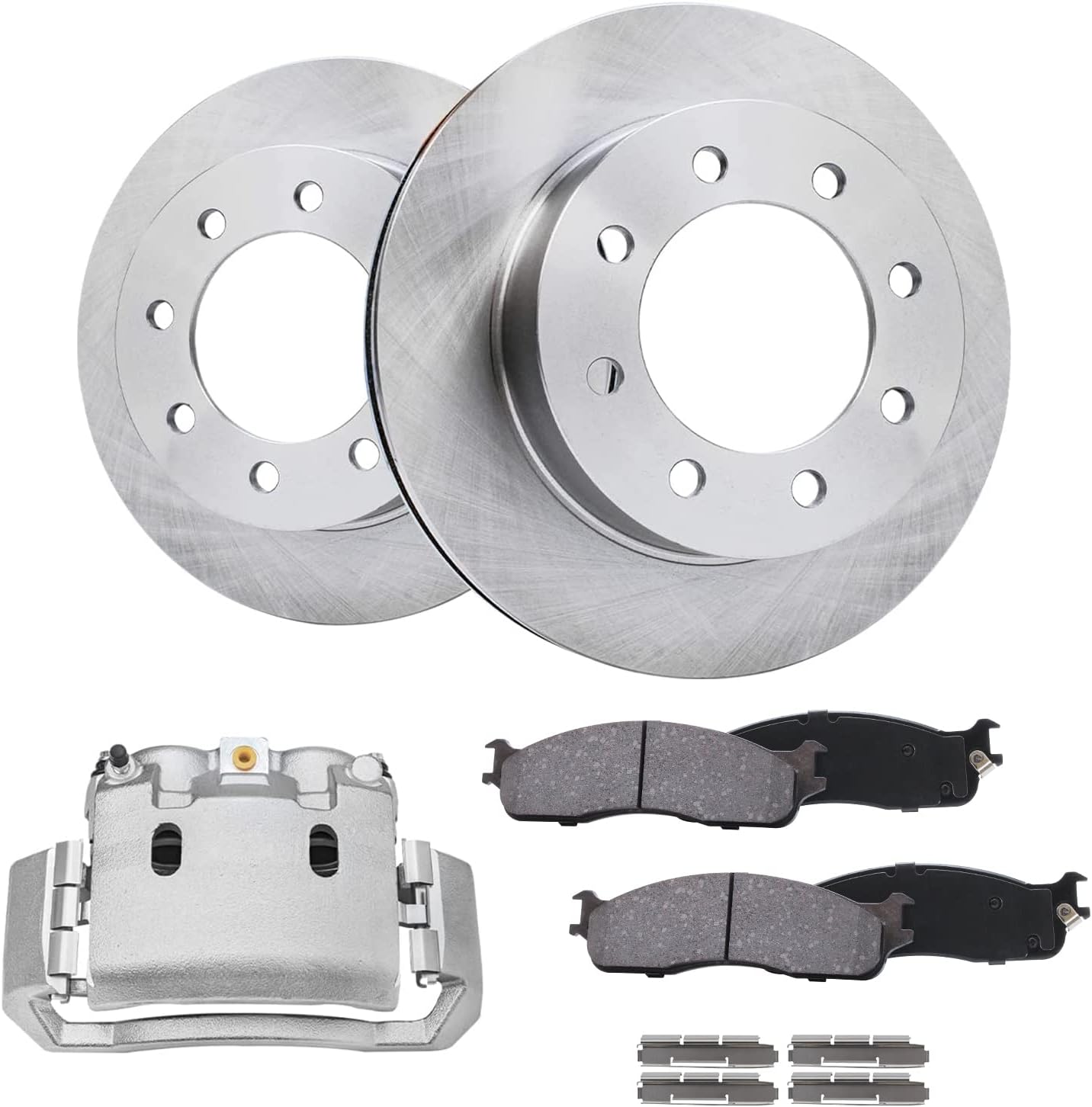 Detroit Axle - Front Brake Kit for 2003-2008 Dodge Ram 2500 3500 Disc Brake Rotors Brake Calipers Ceramic Brakes Pads 2004 2005 2006 2007 Replacement [13.91 inch Rotors]