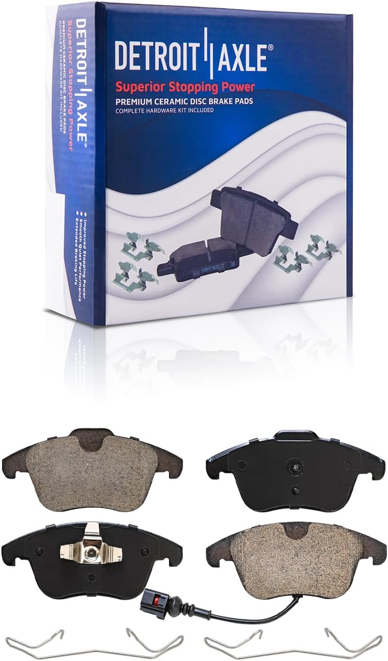 Detroit Axle - Front Brake Kit for Audi Q3 Quattro VW Passat Tiguan Limited, 12.28'' inch Disc Brake Rotors Ceramic Brake Pads Wheel Bearing Hubs Replacement