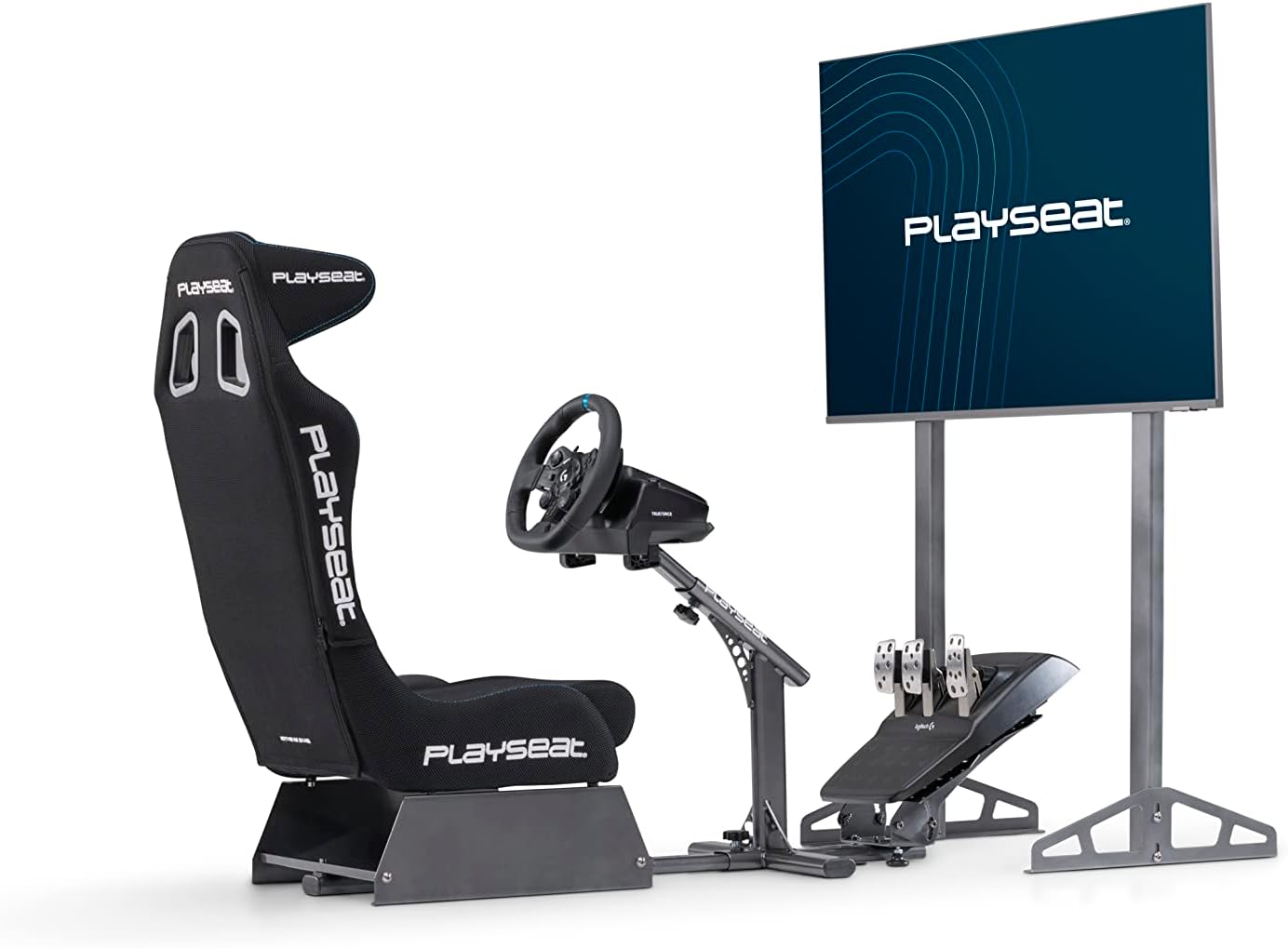 Playseat Floor TV Stand | Single Screen Monitor Mount | Supports Screens from 15 to 65 inches | Curved Screens up to 48 inches | Suitable for TVs & PC Monitors | Adjustable Height & Distance