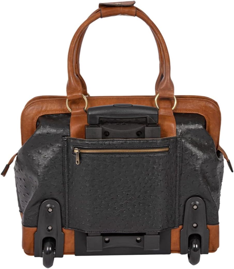 JKM & Company Rolling Laptop Bag for Women | Designer Wheeled Briefcase | Fits 13-17' Laptops | Office Travel Computer Case