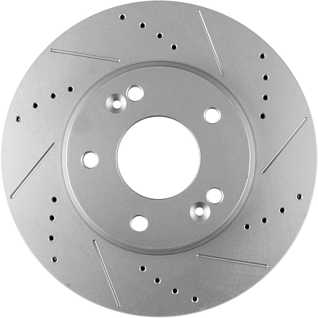 SCITOO Brake Kits For Hyundai For Elantra GT,For Kona,For Kia For Forte,For Forte5,For Seltos,For Soul Front Drilled & Slotted Disc Brakes Rotors and Semi Metallic Brakes Pads 31584;D2094