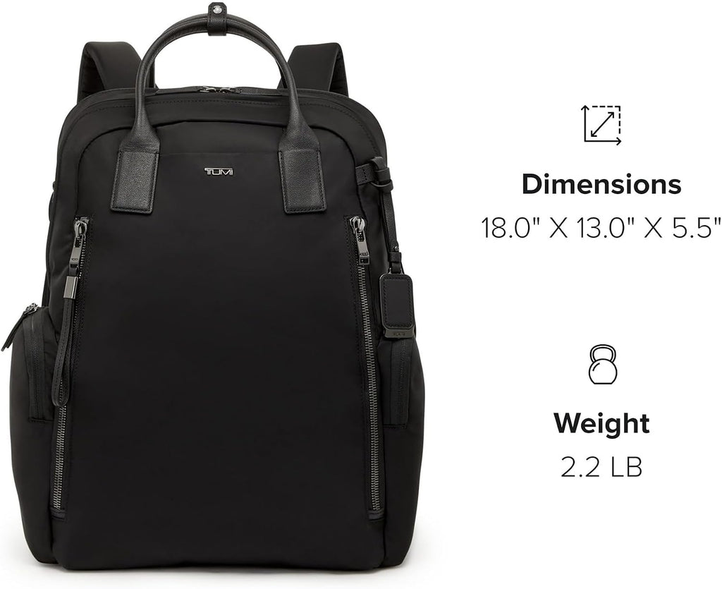 TUMI - Voyageur Atlanta Backpack - Travel Backpack for Women - For Business, Commute - Holds Up to 17' Laptop - Black - Gunmetal Hardware