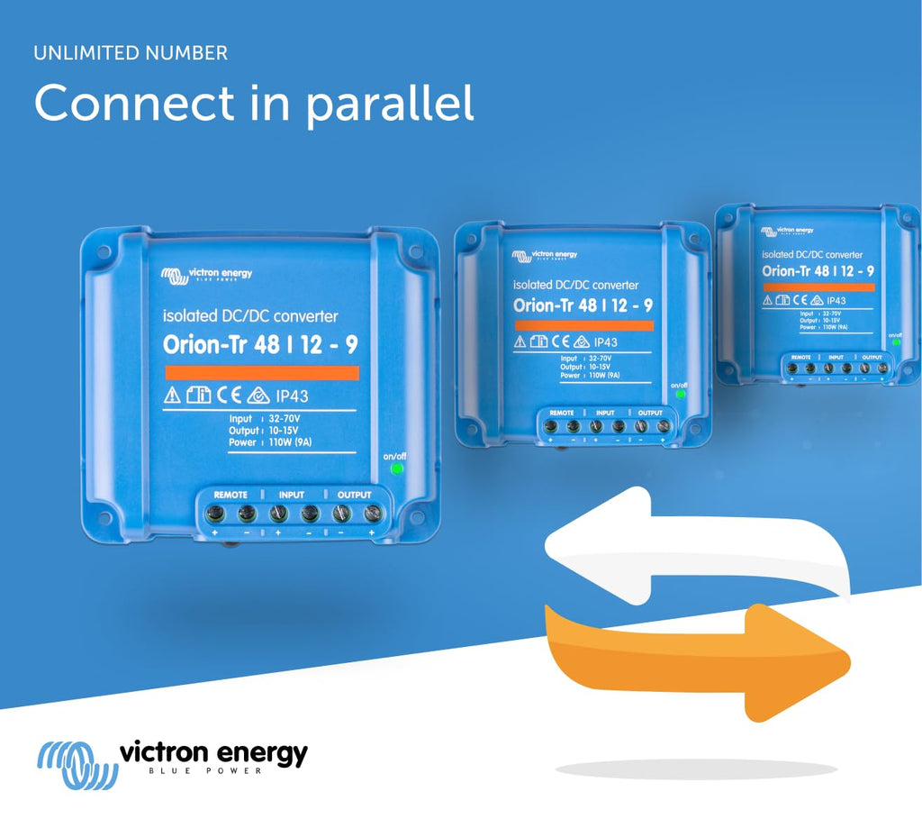 Victron Energy Orion-Tr DC to DC Converter - 48/12-Volt 9 amp 110-Watt - IP43 Protected - for Dual Battery Systems - Isolated