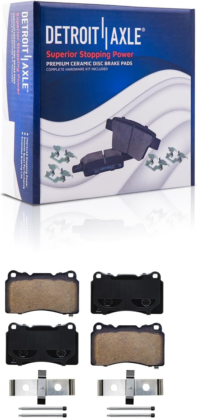 Detroit Axle - Brake Kit for 2014 Cadillac CTS [V; Sedan] Drilled and Slotted Disc Brakes Rotors Ceramic Brake Pads Replacement : 13.58' inch Front and 14.37' inch Rear Rotors