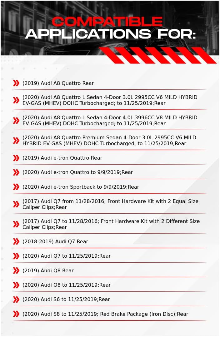 R1 Concepts Rear Brake Kit Fits 2019-2020 Audi A8, e-tron, Q8; 2017-2020 Audi Q7; 2020 Audi S6, S8| Semi Met Brake Pads and Drilled Slotted Brake Rotors| 13.8' Rear