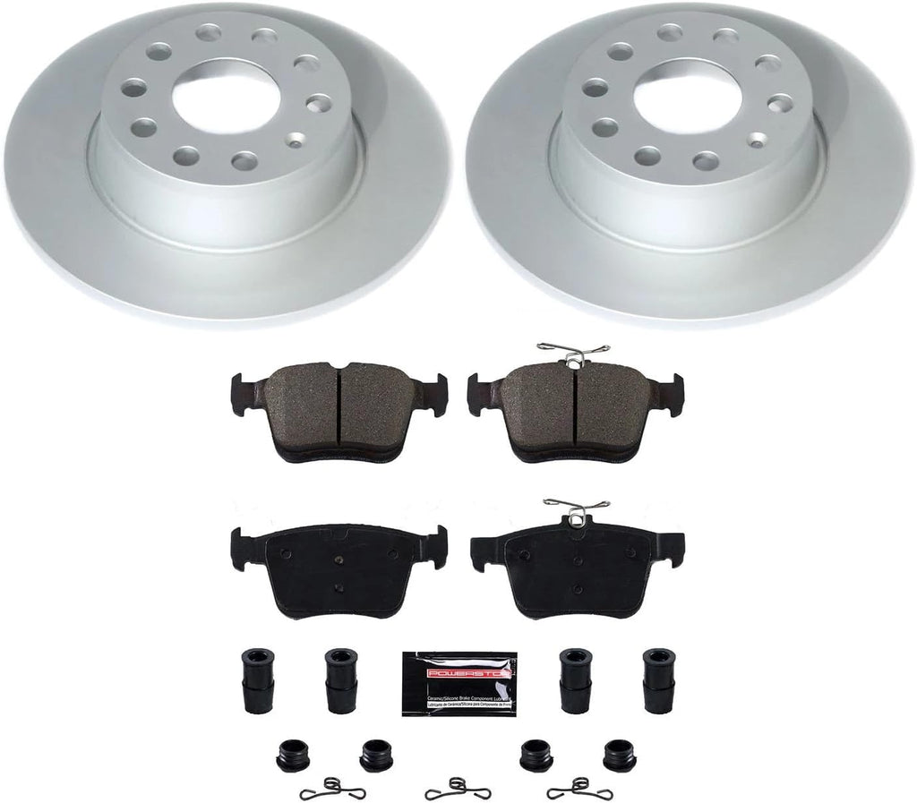 PowerStop Rear Brake Kit for Volkswagen Jetta 2019-24 | Volkswagen Taos 2022-24 - Fully-Coated Disc Rotors with Z23 Carbon-Fiber Ceramic Brake Pads Upgrade, CRK8337