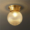 Flush Mount Ceiling Light Modern Brass Gold Tone Fixture with Textured Glass Globe Shade E27 Base Elegant Small Space Lighting for Hallway Entryway Balcony Bedroom(B)