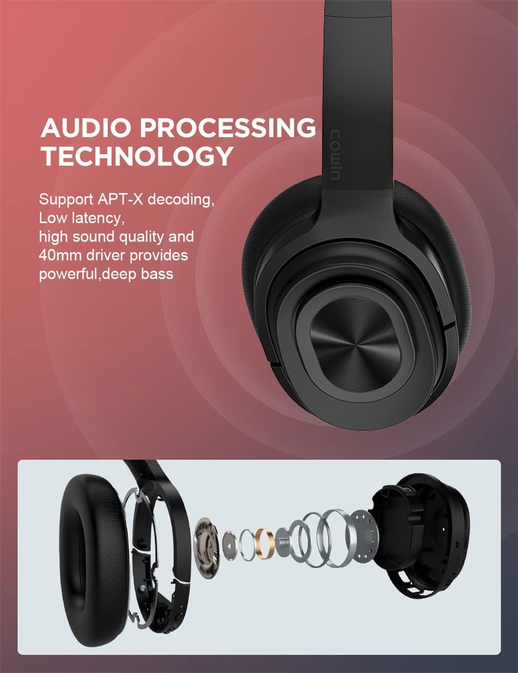 ANC Active Noise Cancelling Headphones Bluetooth 5.0 Wireless Over-Ear Foldable Headsets with Mic, Aptx Low Latency, Hi-Fi Stereo Deep Bass, for Sports/TV/Work,Green