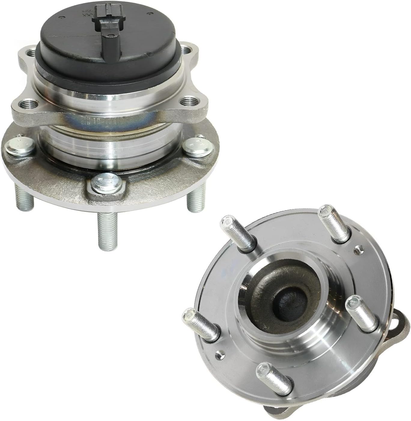 Detroit Axle - FWD Rear Wheel Bearing Hubs Brake Kit for 2017-2018 Hyundai Santa Fe Sport 2017-2019 Santa Fe XL, Wheel Bearing Hubs Brake Rotors Ceramic Brake Pads w/Hardware Replacement