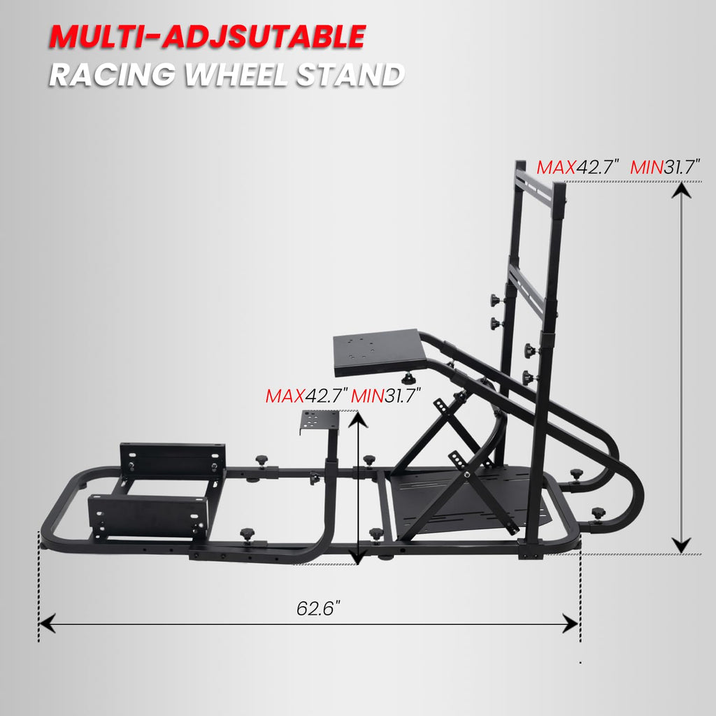 Racing Simulator Cockpit with Monitor Mount and Strong Fiberglass Purple Mesh Fabric Bucket Seat, Racing Wheel Stand Compatible with Fanatec, Thrustmaster, Logitech, Moza Racing Games on PS5, PS4, Xbox and PC